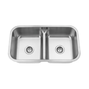 50/50 Stainless Steel Double Bowl Sink Low Divide