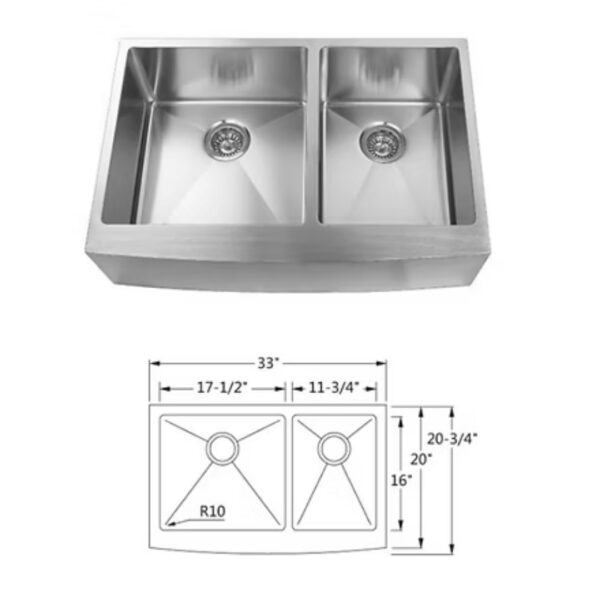 60/40 Farmhouse Handmade Double Bowl Sink.
