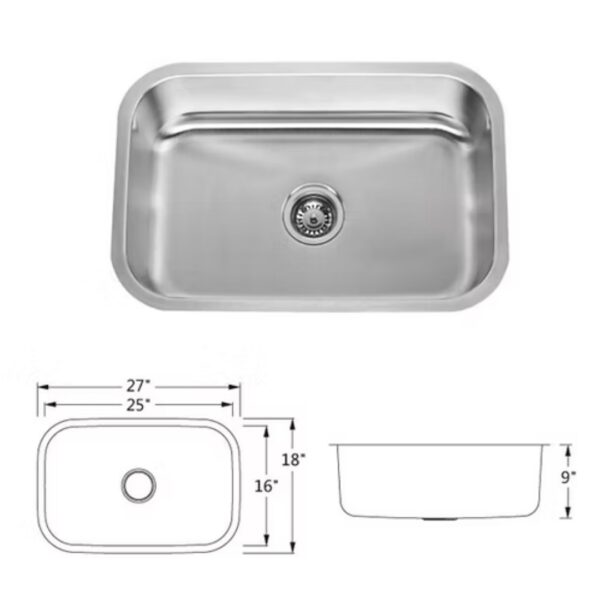 2718 Stainless Steel Single Bowl Sink.