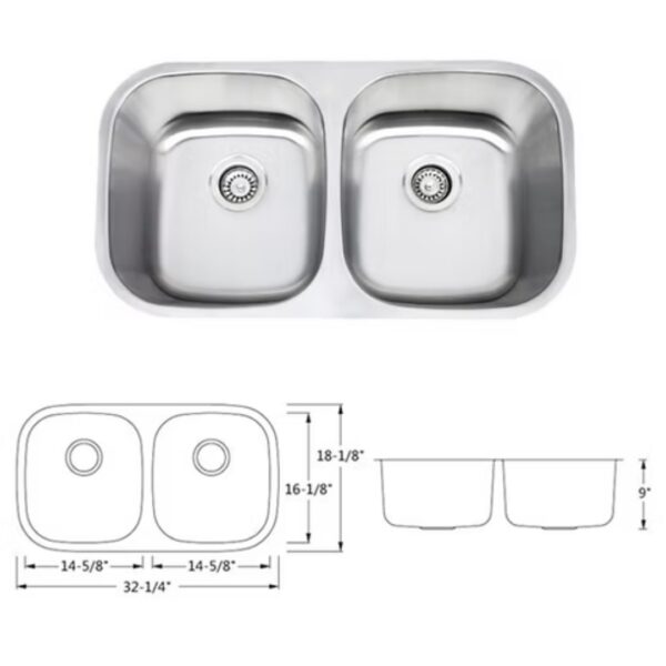 50/50 Stainless Steel Double Bowl Sink.
