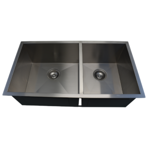 33" x 18" 60/40 Handmade Double Bowl Kitchen Sink